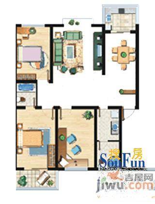 宇龙花园2室2厅0卫91.1㎡户型图