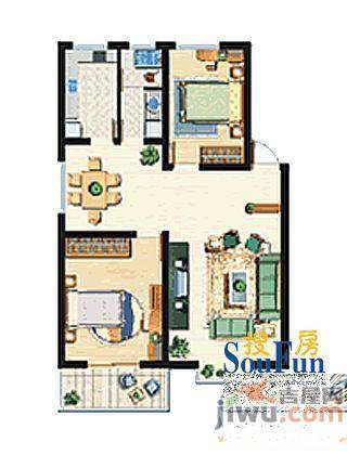 宇龙花园2室2厅0卫91.1㎡户型图