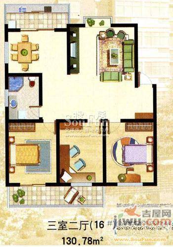 宇龙花园2室2厅0卫91.1㎡户型图