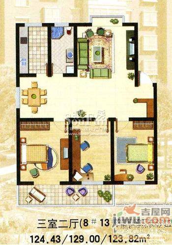 宇龙花园2室2厅0卫91.1㎡户型图