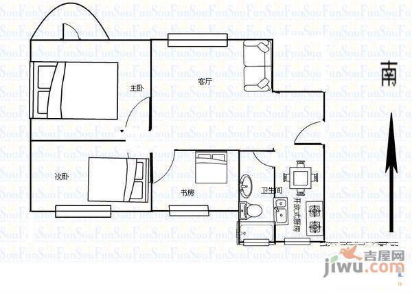 华源南村小区3室2厅1卫126㎡户型图