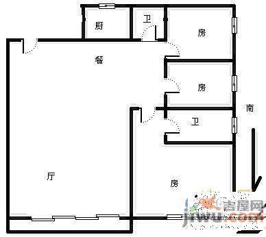 洛阳泊林绿洲3室2厅2卫129㎡户型图