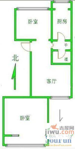 普惠小区3室2厅1卫100㎡户型图