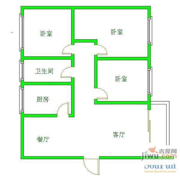 民权街1号院0室2厅1卫户型图