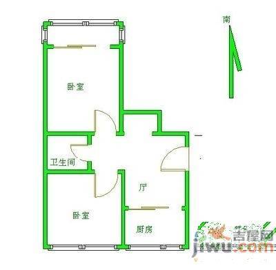 民权街1号院0室2厅1卫户型图