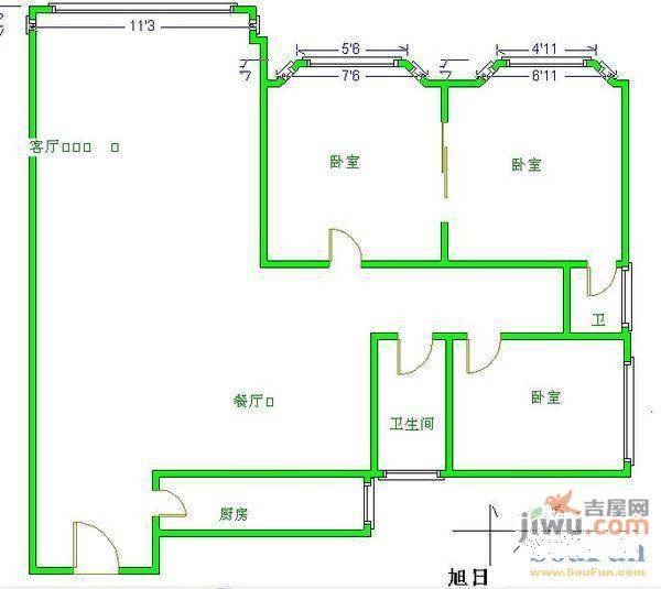 天舟名苑2室2厅1卫户型图