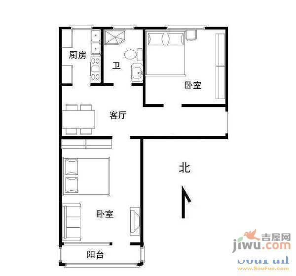 天舟名苑2室2厅1卫户型图