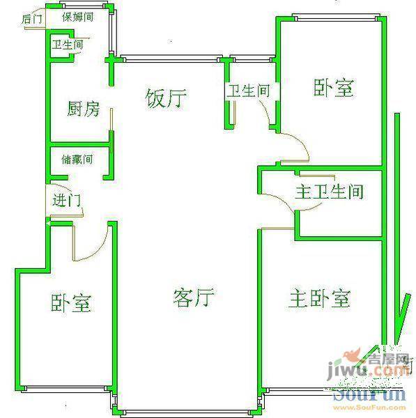 兰亭秀3室2厅1卫户型图