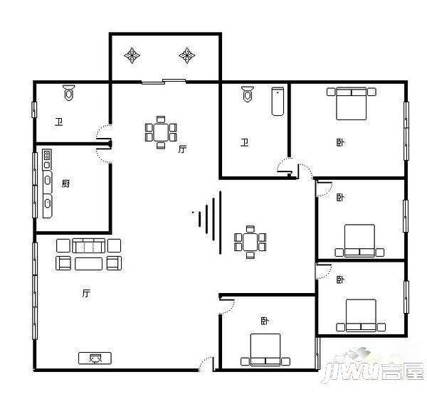 联盟A区3室2厅1卫89㎡户型图