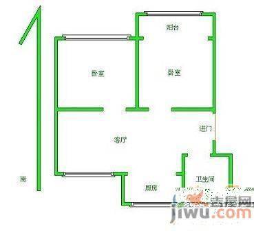 青岛公寓2室2厅1卫户型图