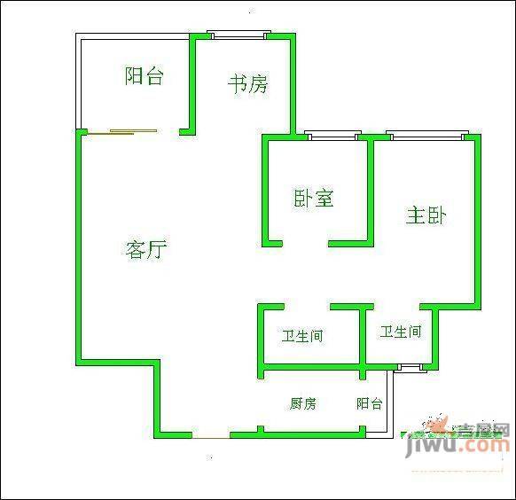 青岛公寓2室2厅1卫户型图