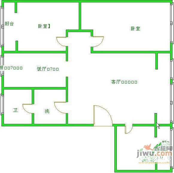 青岛公寓2室2厅1卫户型图