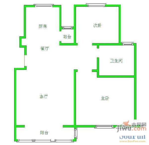 青岛公寓2室2厅1卫户型图