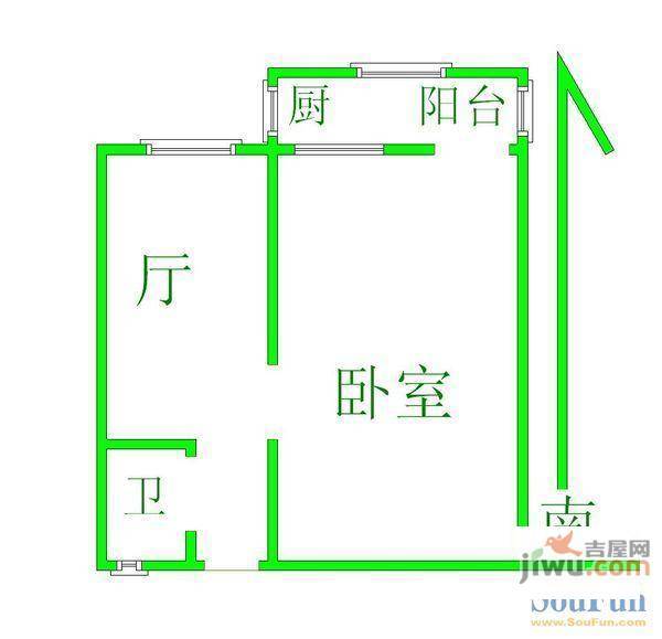 金业路13号院1室1厅1卫户型图