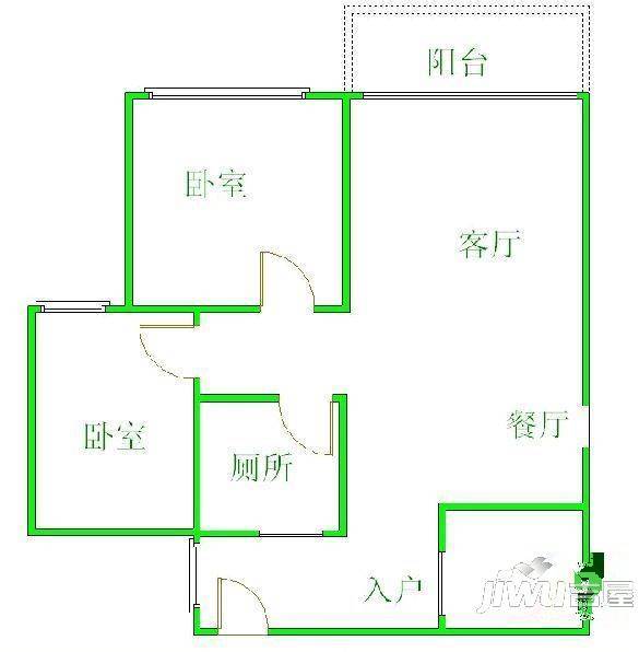 洛轴14号院2室2厅1卫户型图