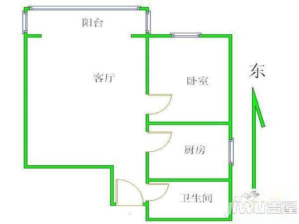 洛轴14号院2室2厅1卫户型图