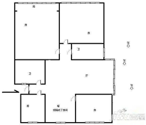 华亨小区3室2厅1卫112㎡户型图