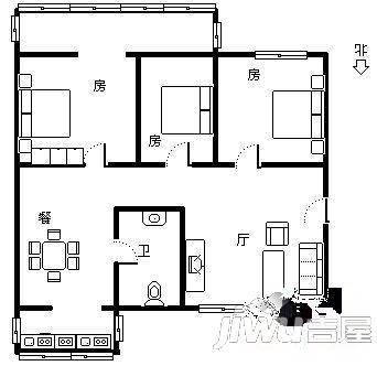 东安公寓3室2厅1卫户型图