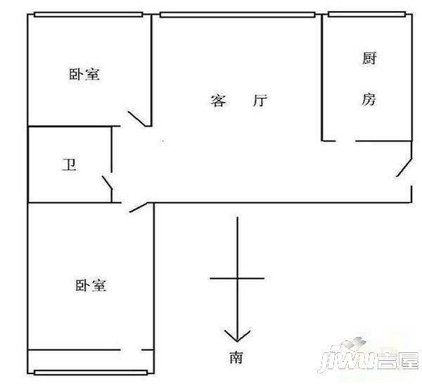 中冠新坐标2室2厅1卫127㎡户型图