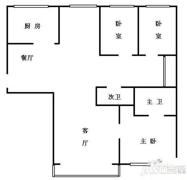 中冠新坐标2室2厅1卫127㎡户型图