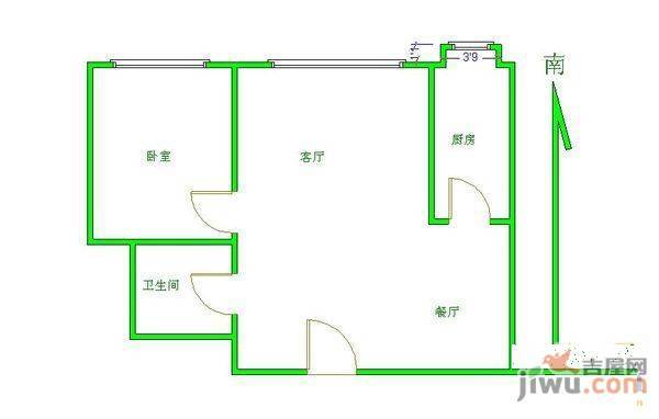 鸿儒小区2室1厅1卫户型图