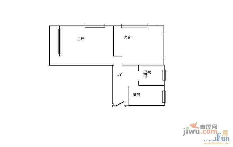 鸿儒小区2室1厅1卫户型图