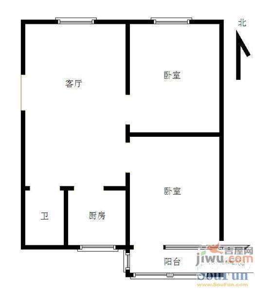 凯旋花园2室2厅1卫93㎡户型图