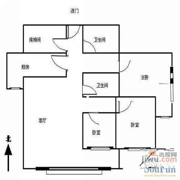 凯旋花园2室2厅1卫93㎡户型图