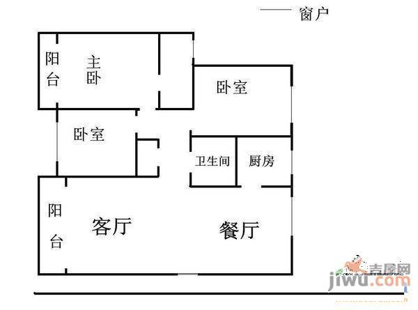 凯旋花园2室2厅1卫93㎡户型图