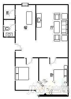 五环社区3室2厅1卫126㎡户型图