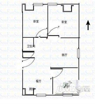 五环社区3室2厅1卫126㎡户型图