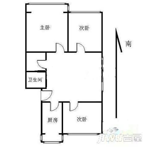 龙三社区1室1厅1卫42㎡户型图