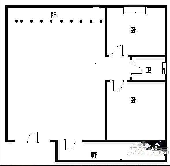 龙三社区1室1厅1卫42㎡户型图