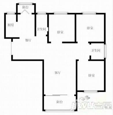 龙三社区1室1厅1卫42㎡户型图