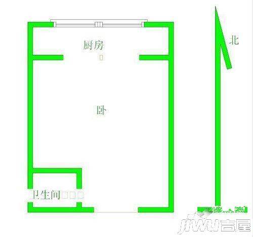 龙三社区1室1厅1卫42㎡户型图