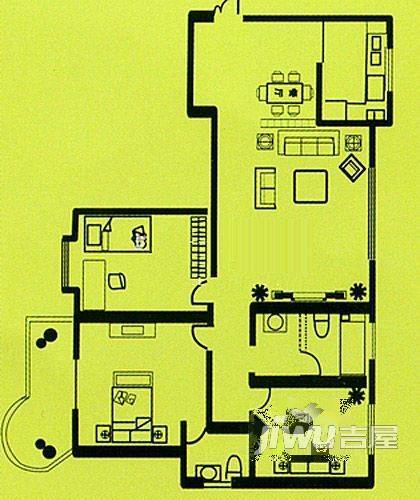 润泽苑3室2厅1卫135㎡户型图