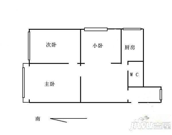 上阳花园二期1室1厅1卫户型图