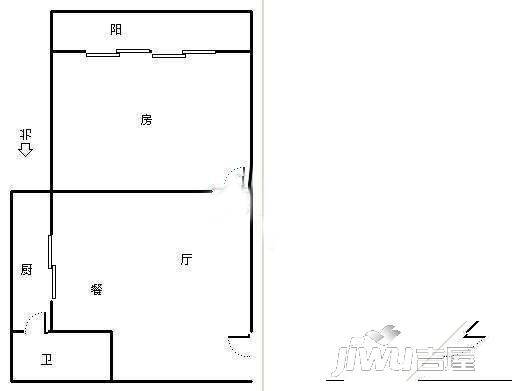 上阳花园二期1室1厅1卫户型图