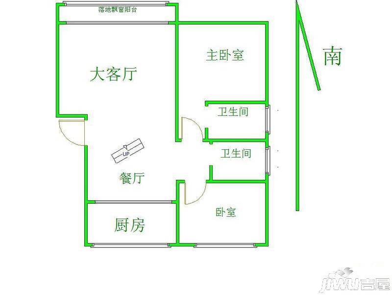 上阳花园二期1室1厅1卫户型图