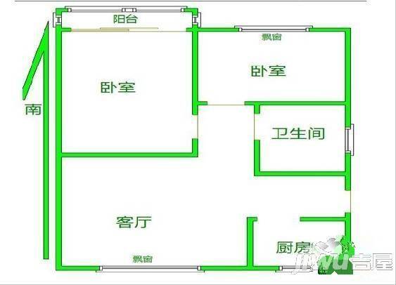 龙南D区3室2厅1卫户型图