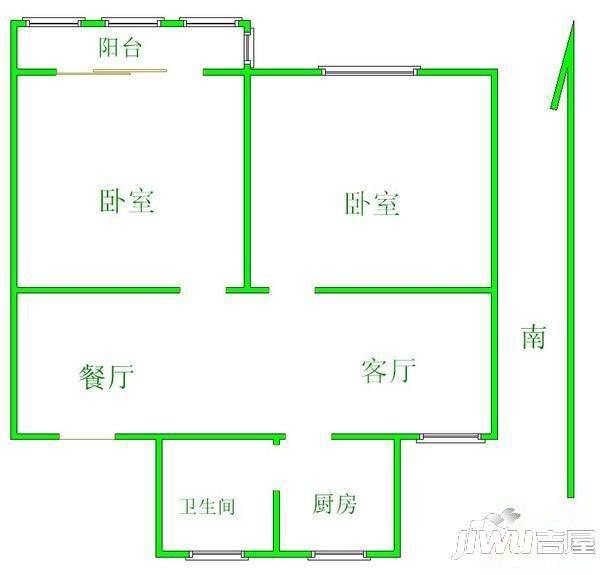 龙南D区3室2厅1卫户型图