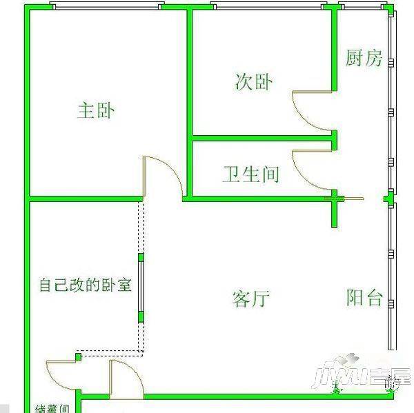 城市杰座2室2厅1卫户型图