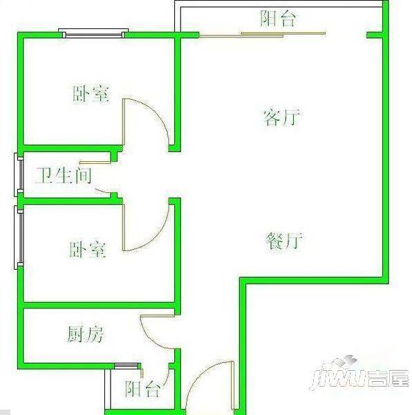 城市杰座2室2厅1卫户型图