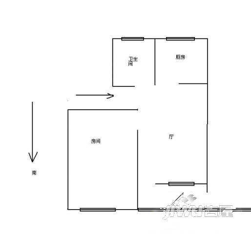 五栋楼小区1室2厅1卫户型图