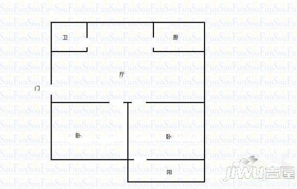 五栋楼小区1室2厅1卫户型图