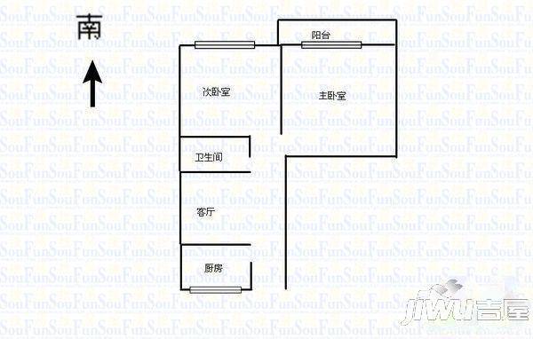 五栋楼小区1室2厅1卫户型图