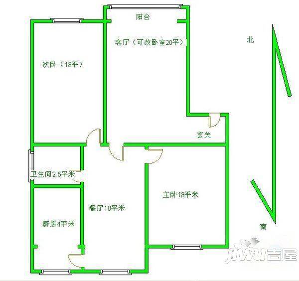 今日家园3室2厅1卫123㎡户型图