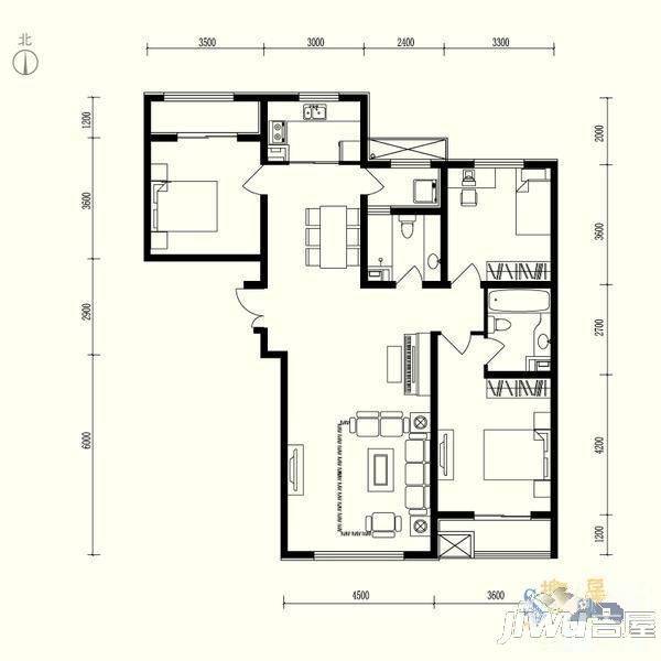 国泰小区2室1厅1卫80㎡户型图