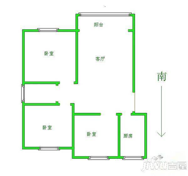 银和公寓2室2厅1卫户型图