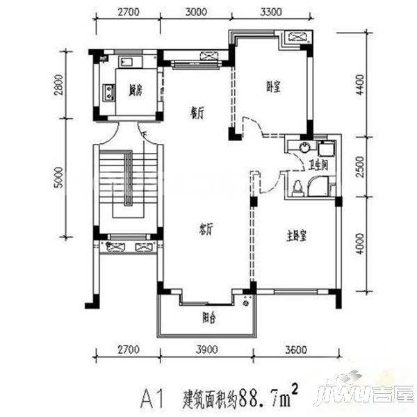 中原小区2室1厅1卫62㎡户型图